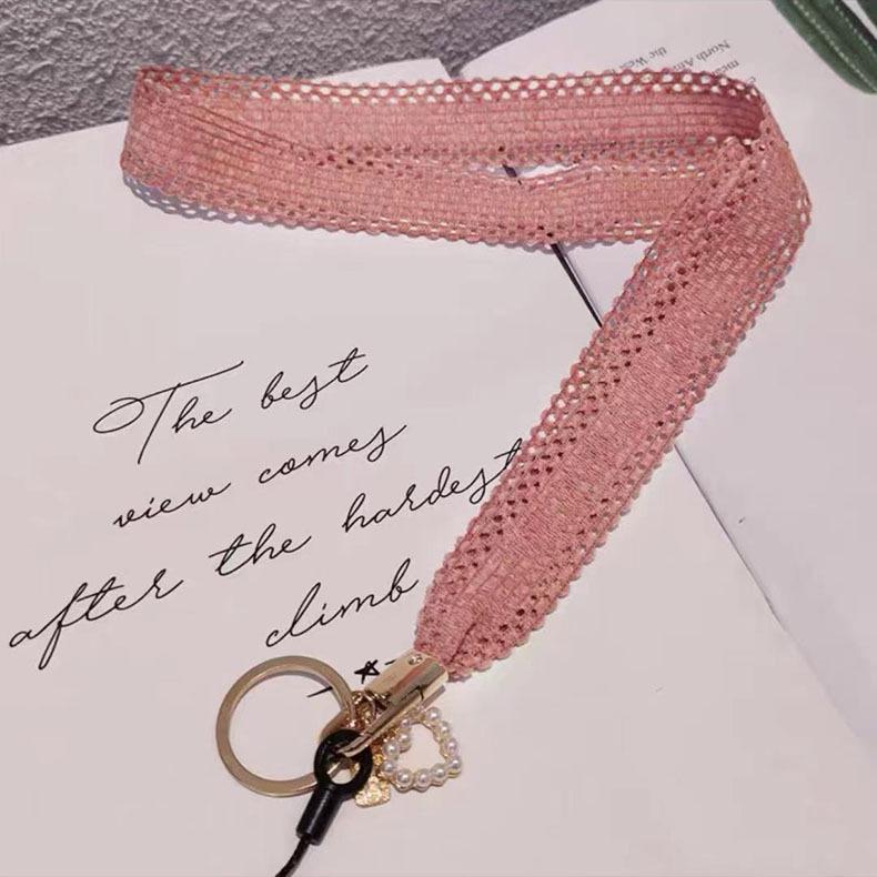 Korean Style Pearl Heart Pendant Phone & ID Lanyard for Women
