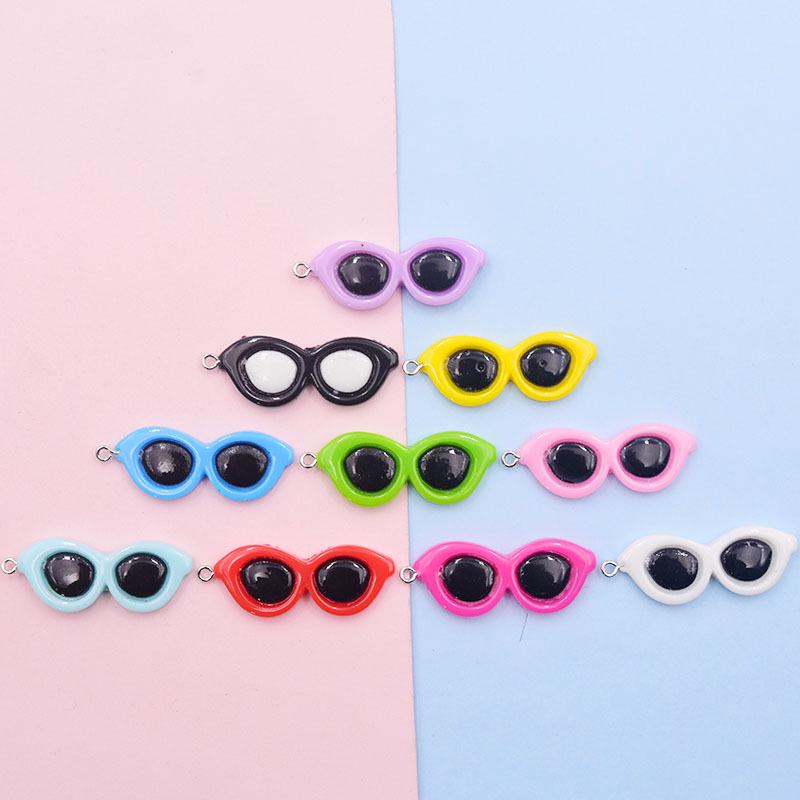 Colorful Resin Round Sunglasses Pendant Charm Keychain for DIY Jewelry