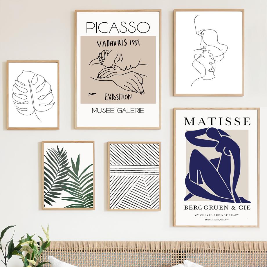 Abstract Minimalist Matisse Picasso Line Couple Wall Art Canvas Painting Posters And Prints Wall Pictures For Living Room Decor