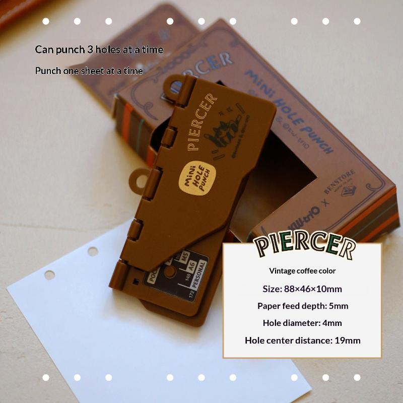 

1Pc 19mm Plastic Loose Leaf Notebook M5/A7 Portable Binder Punching Machine 3-Hole 4mm Card Hole Punch Office Supplies коричневий