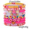 Popular Multi-layer Stacked Bracelet Set, Bohemian Color Soft Pottery Flower Bracelet