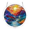 Rond Gebrandschilderd Glas Raam Hangend Paneel 15cm Diameter Boomontwerp Decoratieve Suncatcher met Metalen Ketting voor Binnenraamdecoratie