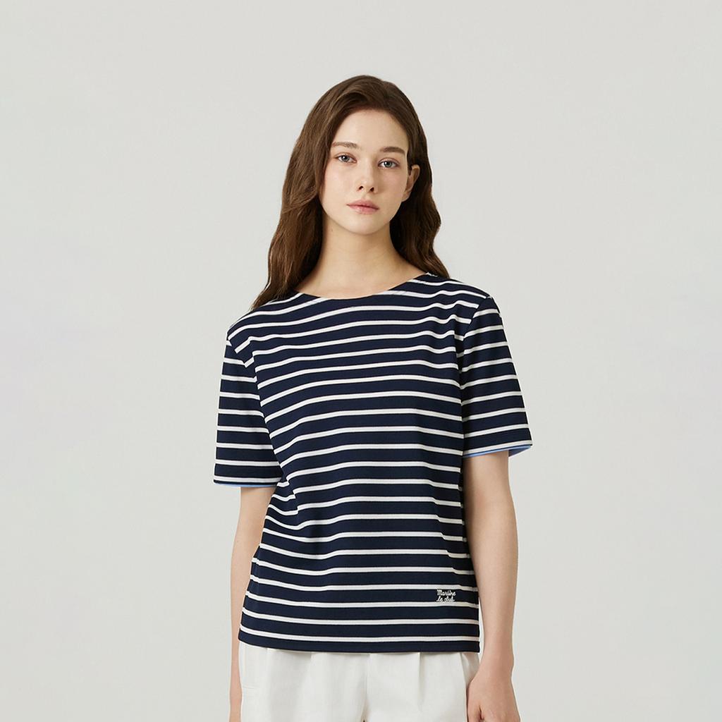 MARTINE GOLF Round Stripe T-Shirts_Navy