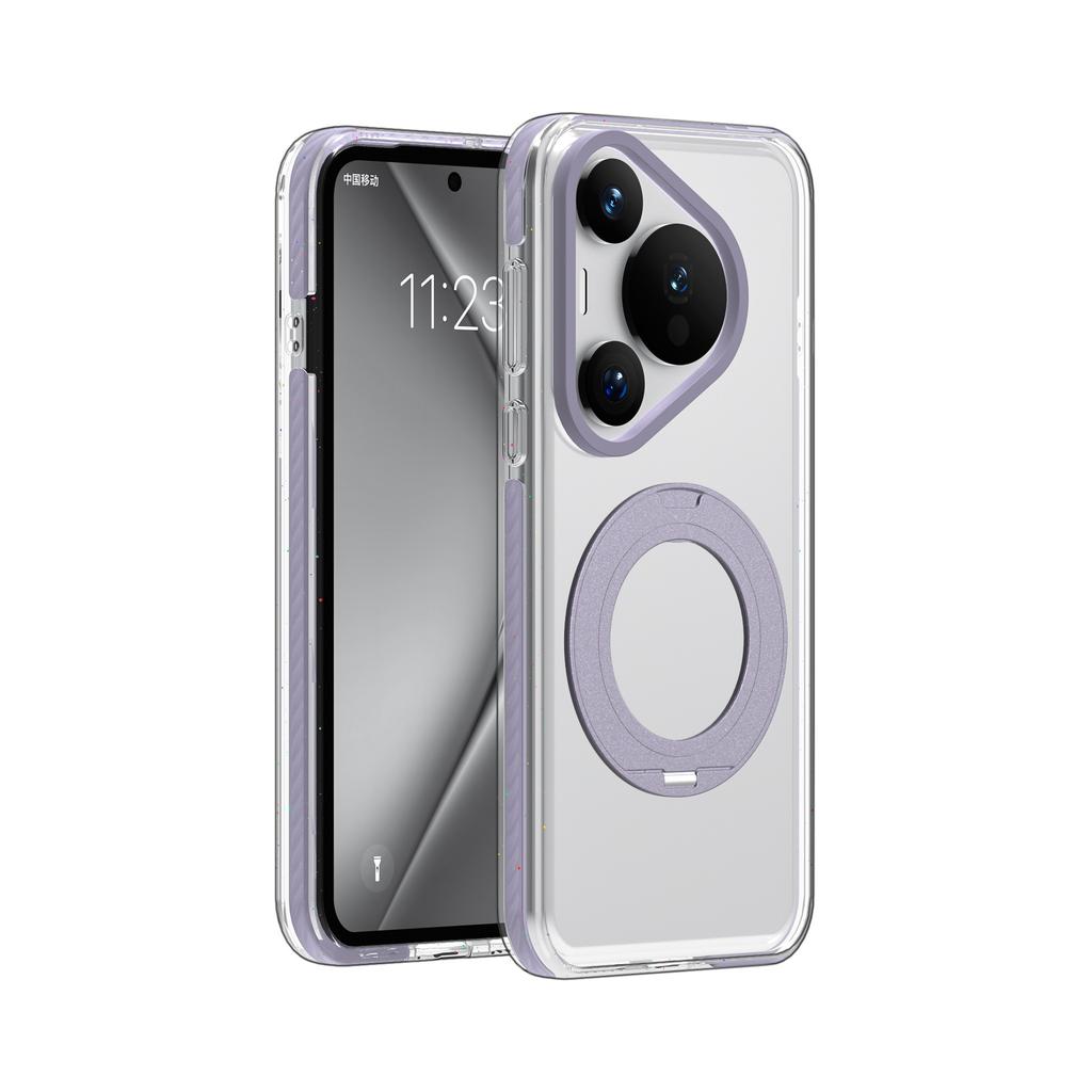 Applicable to Huawei p80 rotating 360 magnetic bracket mobile phone case Samsung S25U candy three-in-one transparent anti-drop cover