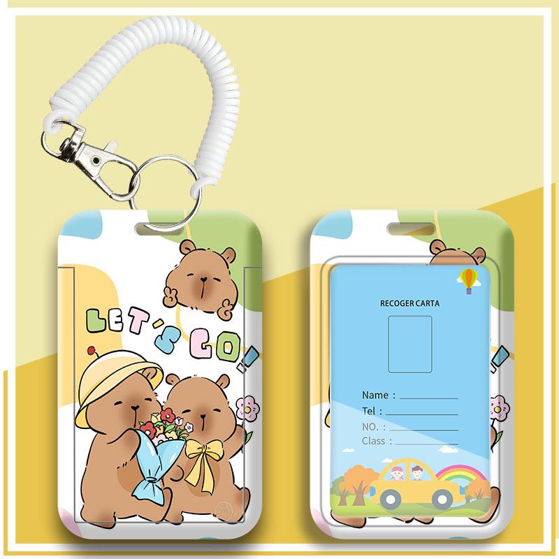 Capybara Cartoon ID & Card Holder Lanyard for Campus, Bus, Subway, and Badge