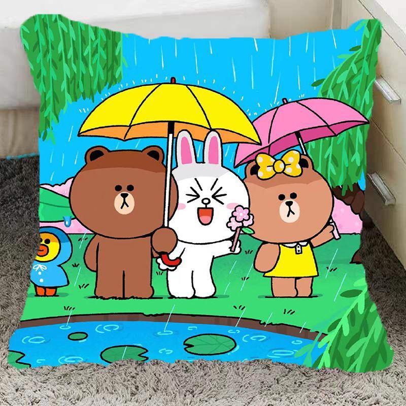 

Подушка Коричневый Медведь Кролик Кони Мультяшная Мультяшная Подушка Девичье Сердце Милая Подушка Прикроватная для Сна Студенческий Подарок на День linen-45x45cm double-sided [without pillow core]