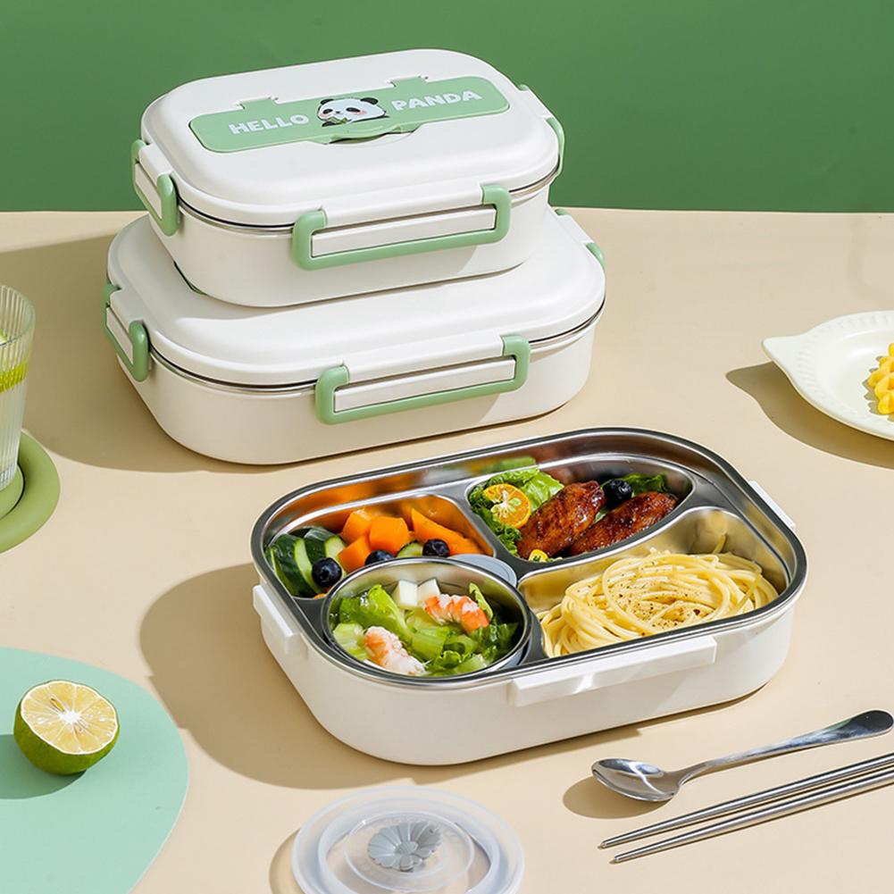 Edelstahl Wärmeerhaltung Bento Box 2/4/5 Fächer Tragbarer Lebensmittelbehälter Panda für Erwachsene Kinder für Kinder Schule Picknick