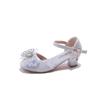Children's Shoes Princess Shoes Fashion High Heel Bow Girls Crystal Shoes 2-15 Years Silver Hundred Kids Leather Shoes Sandals