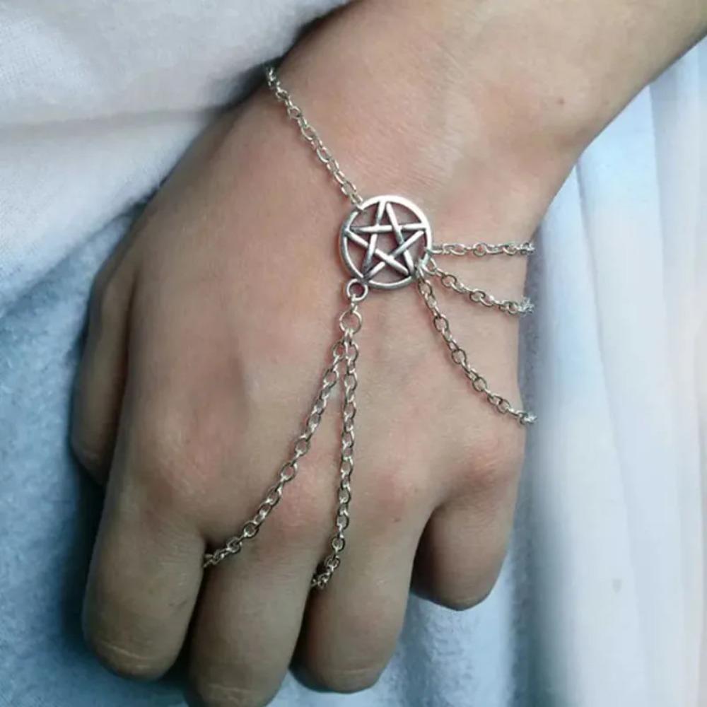 Pulsera de Luna Triple Diosa Luna Creciente Wicca Bruja Pentáculo Amuleto Joyería para Mujeres
