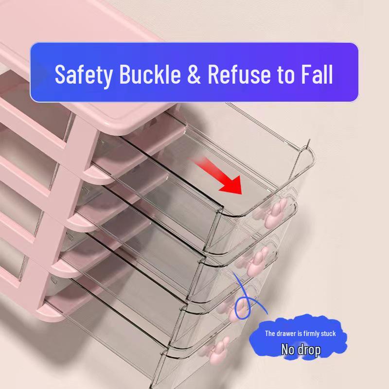 Rabbit Cartoon Transparent Mini Desktop Drawer Box for Stationery