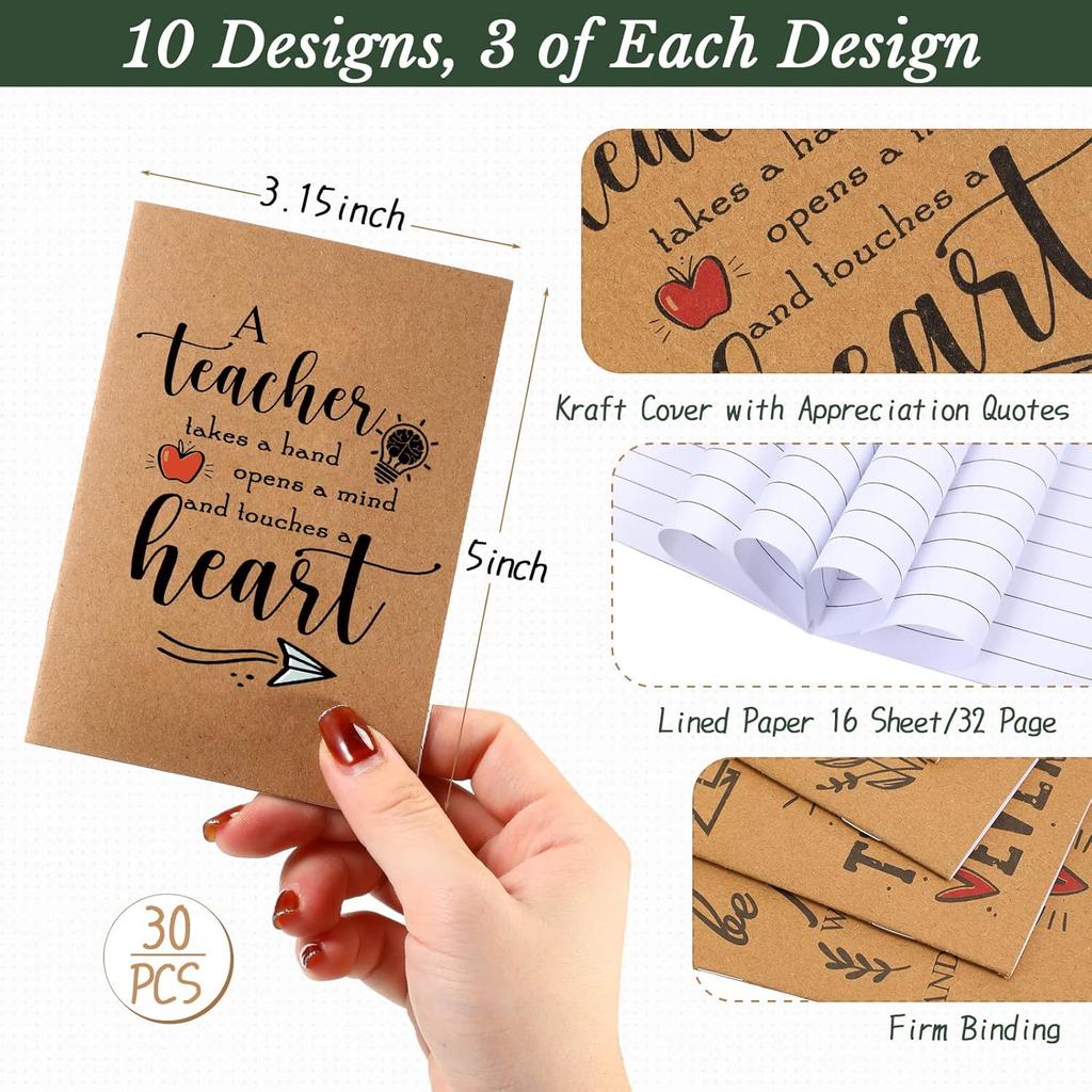Kosiz 60 Pcs Valentine Teacher Appreciation Gift Bulk Thank You Kraft Notebooks Set Motivational Mini Journal Notebook Inspirational Party Bamboo