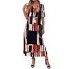 Summer New Women's Floral Print V-neck Short Sleeve Loose Long Midi Dress Casual European American Style for Women
