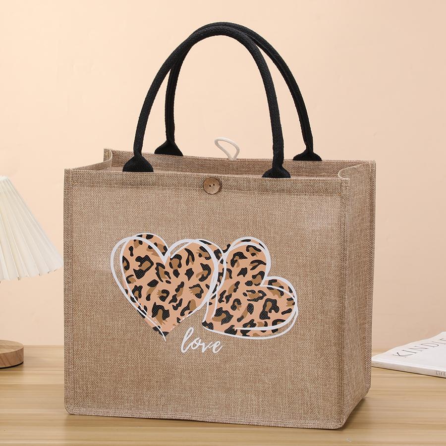 Simple urban cotton and linen girl elements letter trendy ladies handbag lightweight linen bag