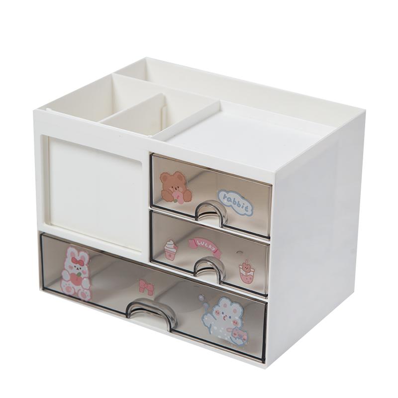 Desktop Storage Box Organizer Desk Pen Holder Transparent Stationery Drawer Storage Rack Multi-functional Student Organizing Box