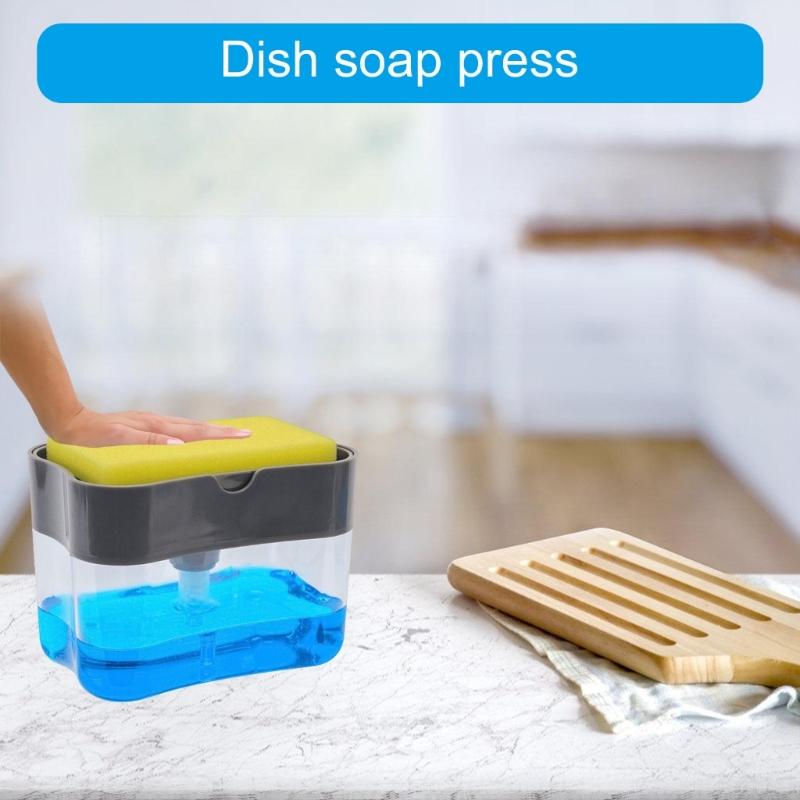 Easy Press Soap Dispenser Pump with Sponge Holder for Home and Restaurant Use Liquid Soap Dispenser