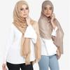 Trendy Muslim Instant Scarf Shawl And Wrap Cotton Crinkled Hijab Solid Lightweight Islam Foulard Turban For Women Headscarf