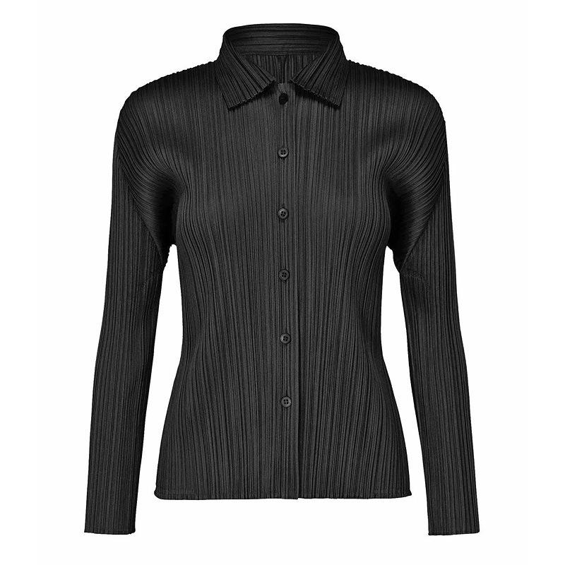 

Женская классическая приталенная куртка с плиссировкой и лацканами, длинный рукав, JJ105 Size 3 чёрный