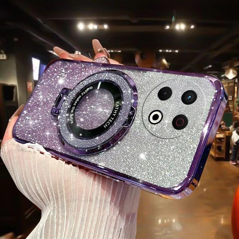 

Роскошный чехол с блестками и подставкой для Tecno Spark 30 4G 30 pro 30c Чехол-подставка для Tecno Camon 30S Pro 30s 4G Tecno Spark 30 4G фиолетовый