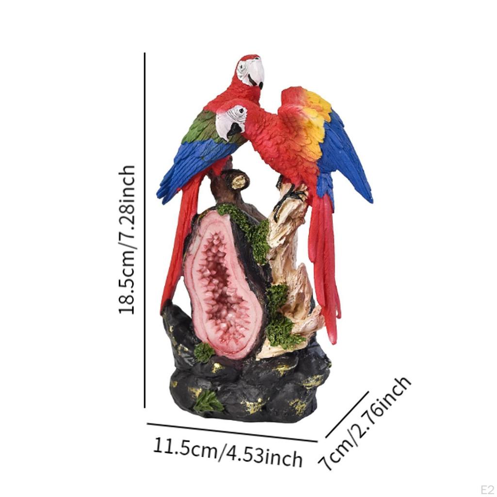 Kolorowa figurka papugi do ekspozycji w biurze i sypialni