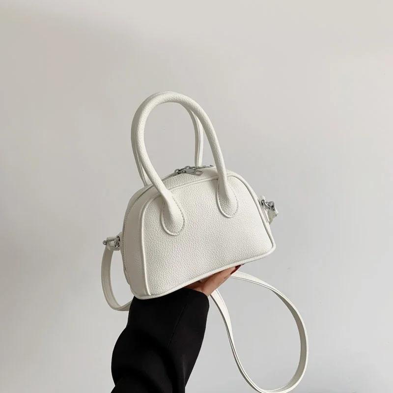 Genți cu mâner superior din PU cu model lichi solid, cu fermoar, genți de umăr la modă simple, vânzare caldă, genți stil de bază pentru femei