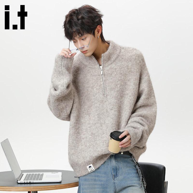 CHOCOOLATE Men s Loose Fit Stand-Collar Knit Sweater M