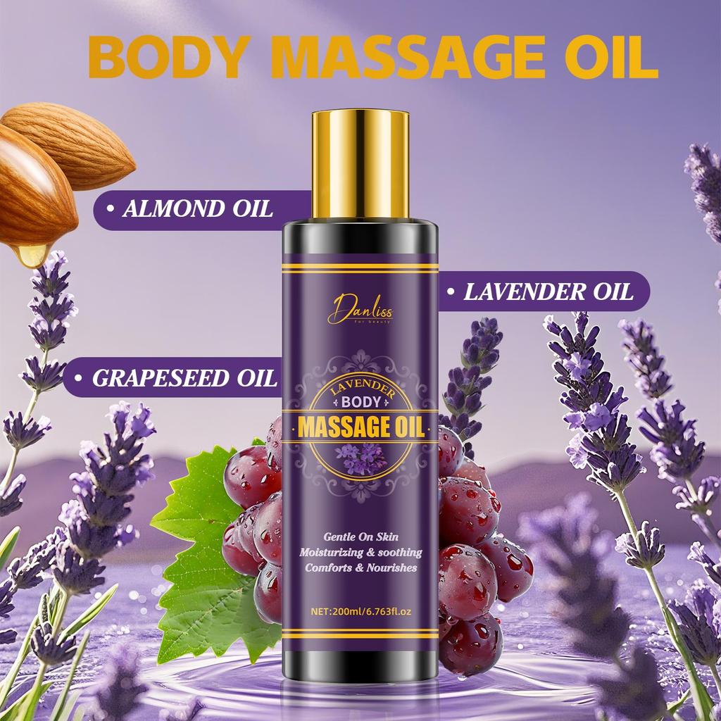 Lavendel Körperöl - Sanft zur Haut - Entspannend - Feuchtigkeitsspendend & Beruhigend - Bietet Komfort & Nährt - Für Alle Hauttypen Geeignet, 200ml