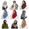 Men Women Shawl Scarf Solid Color Adjustable Drawstring Hooded Design Scarf 2 In 1 Winter Outdoor Hooded Wrap