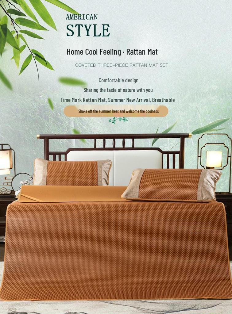 Thickened Foldable Summer Ice Silk and Rattan Sofa Cushion Mat with Wool Material