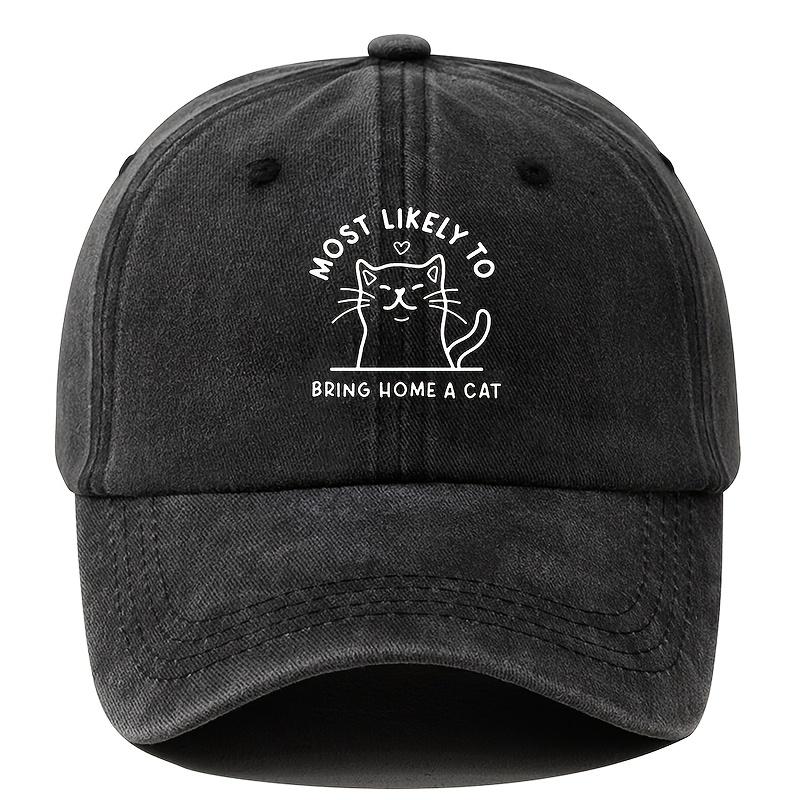 

Cute Cat Print Baseball Cap Dad Trucker Hat Casual and Versatile Outdoor Travel Hat чёрный