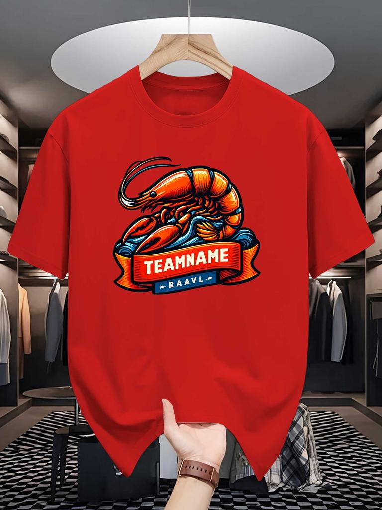 Retro Hummer Flusskrebs Abzeichen Grafik Unisex Rundhals T-Shirt Meeresbewohner Meeresfrüchte Kunst Druck Kurzarm Lässig Baumwolle Tägliche Oberteile