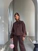 Hot Sale Minimalist Casual Suit Loose Stand-Up Neck Zipper Jacket Drape Wide Leg Pants Two-piece Set