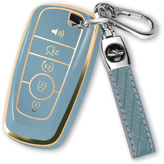 For Ford Key Fob Cover with Keychain, Soft TPU Key Case Shell Full Protection for Ford Explorer Fusion Escape Edge Expedition F150 F250 F350 F450