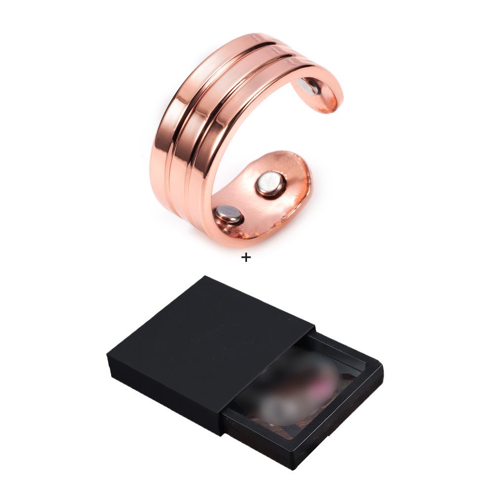 Vinterly Magnetischer Ring aus reinem Kupfer für Damen Herren Trendiger Gesundheits-Energie-Finger Offener Armreif Verstellbarer Schmuck Hoher Magnet Verstellbar