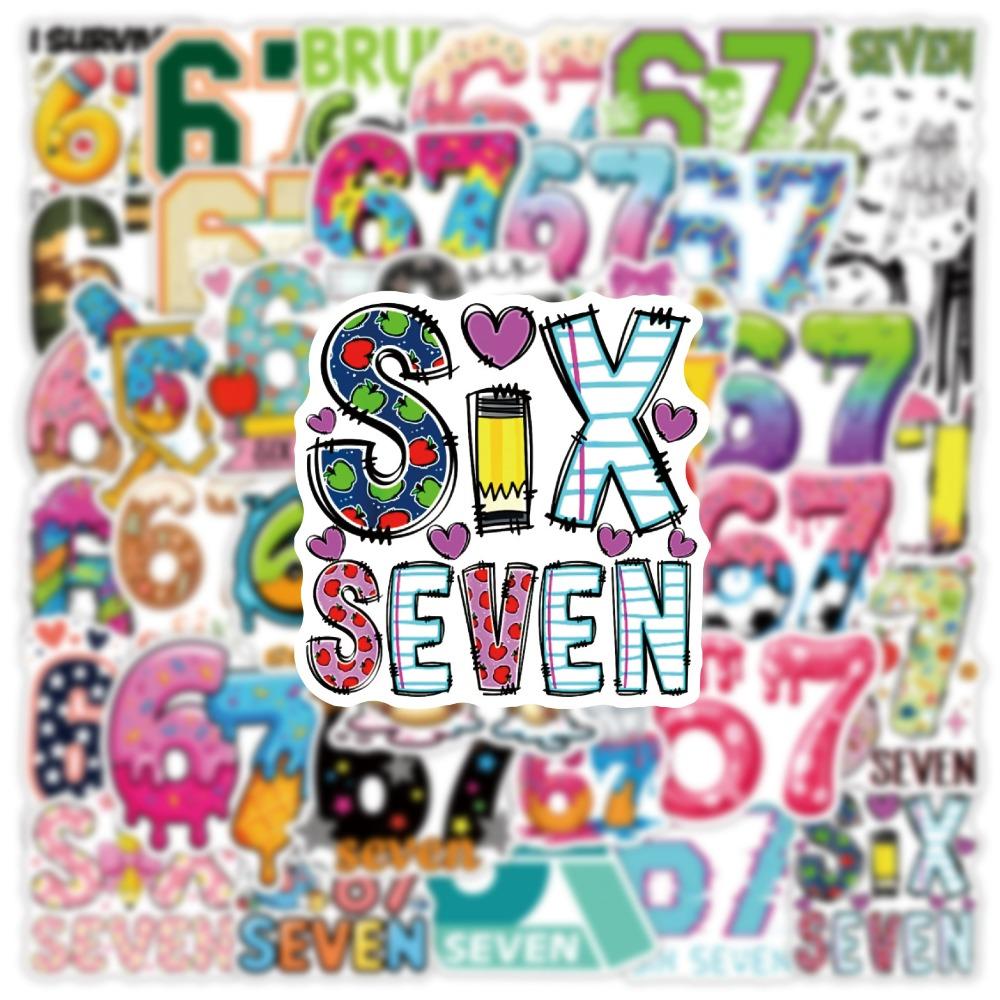 50PCS Graffiti Stickers Internet Popular Numbers Six Seven Decals Decor Phone Stationery Sticker DIY Memes 67 Entertaining Play Safe Kid Friendly Fun