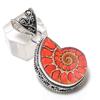 Ammonite Fossil Gemstone 925 Sterling Silver Jewelry Pendant 1.77"