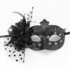 Feathered Masquerade Mask Halloween Party Eye Mask Flower Decoration Masquerade Half Face Mask for Women Cosplay
