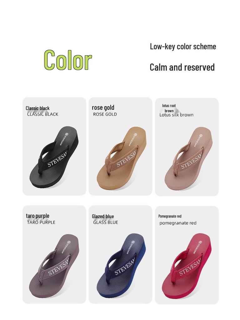 Women's 6cm Thick Sole Wedge Flip Flops - Summer Non-Slip High Heel Toe Post Sandals with Comfortable Woven Strap.
