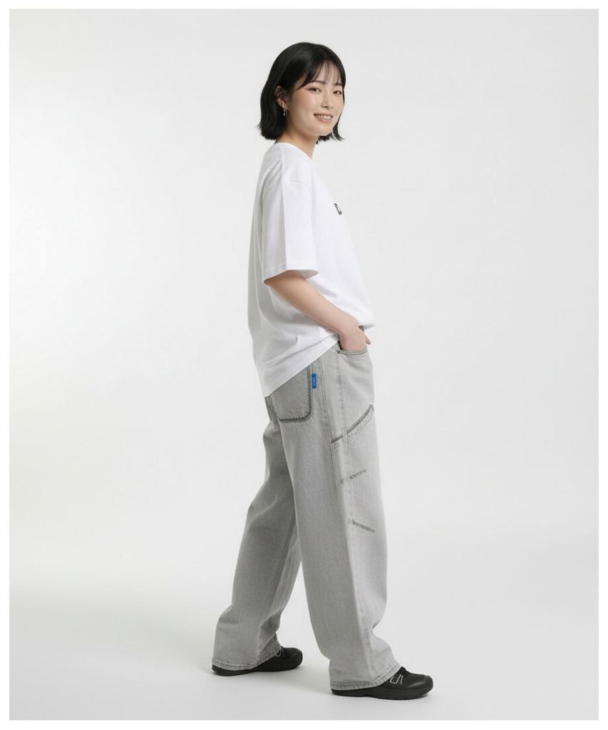 DOUBLE JD Line Washed Denim Pants