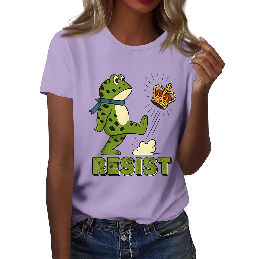 Women's Printed Round Neck Short Sleeve Top