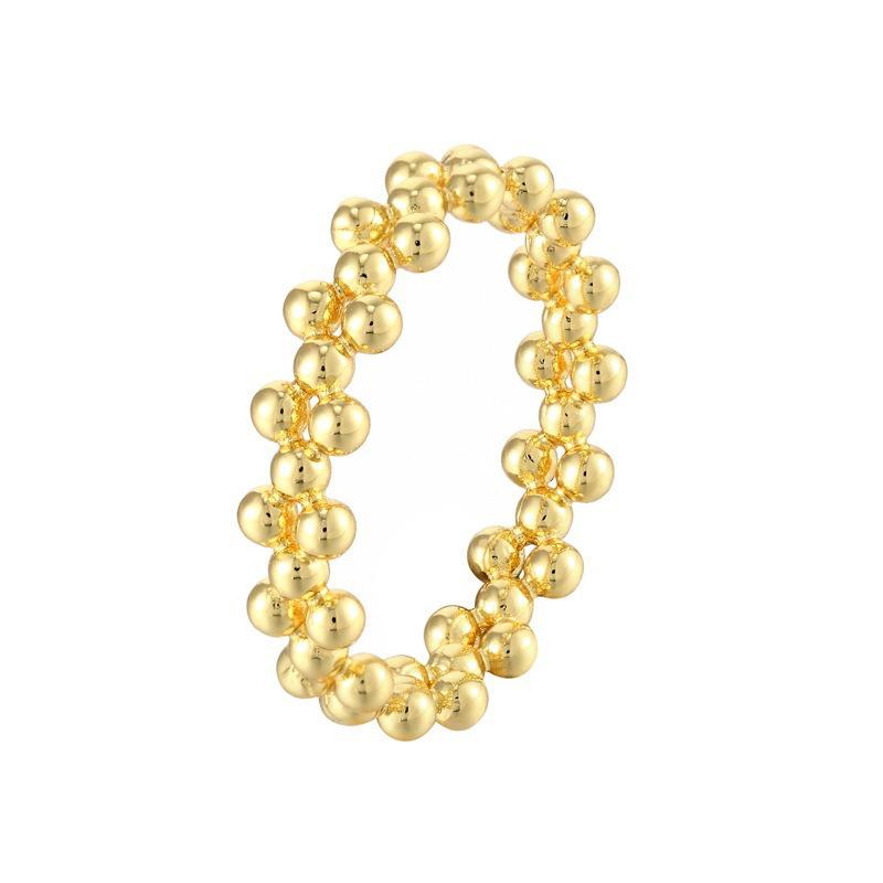 Fashion and Elegant Small Gold Bead Ring Japanese and Korean Women's Niche High-end Ring Girl's Sense Ins Wind Electroplated Titanium Steel Decoration