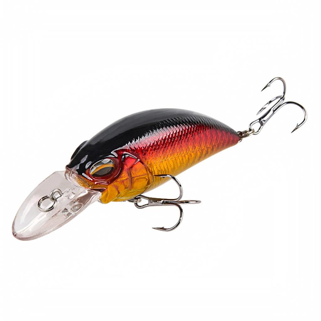 Body Floating Crankbait with Rattle Beads and Treble Hooks, Long Fishing
