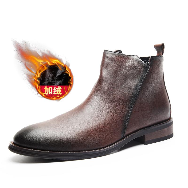 

2025 direct supply new Martin boots men s leather short boots trendy winter warm velvet cotton shoes 45