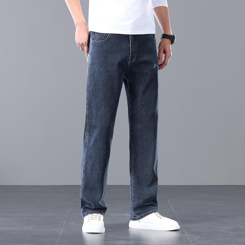Stretch loose men's jeans summer fashion denim trousers trendy light business thin style