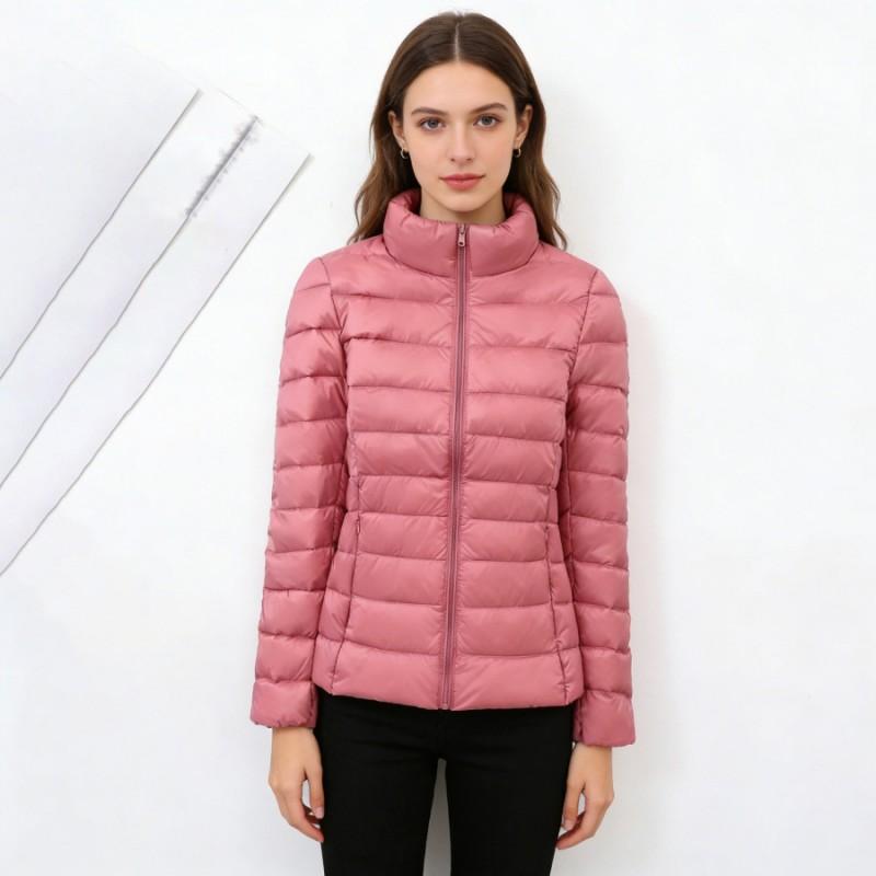 Womens Lightweight Down Jacket Winter Short Puffer Coat Stand Collar Slim Fit 7XL Duck 50% Fill Power
