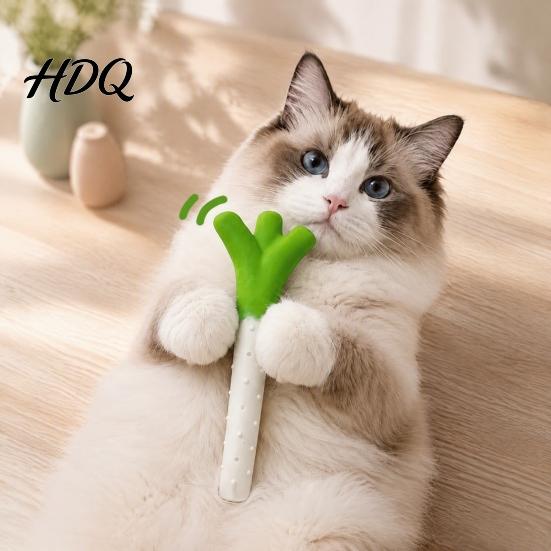 Safe Teething Toys for Small Cats Silicone Scallion Cat Toy Kitten Chew Toy with Silver Vine And Crinkle Interactive Pet Teeth Grinding Paper,