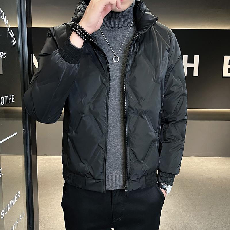 

Мужской пуховик 2025 новый легкий и легкий короткий пуховик с воротником-стойкой больших размеров повседневный серый пуховик из утиного пуха 5XL чёрный