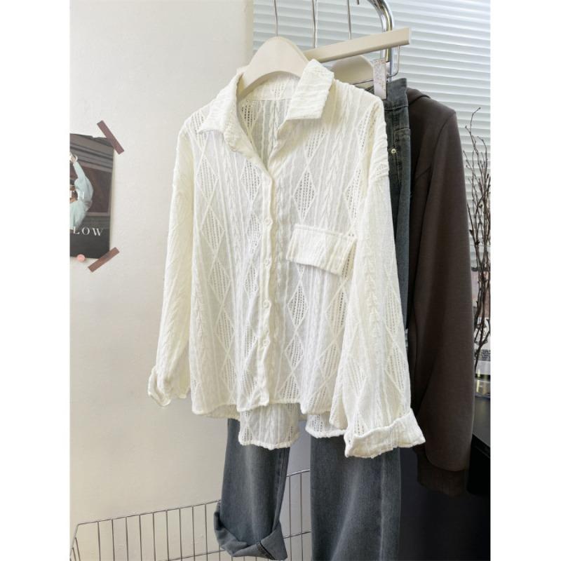 

Большой размер реальное фото тонкое пальто женское весеннее ажурное вязание крючком свободная рубашка топ XL абрикосовый