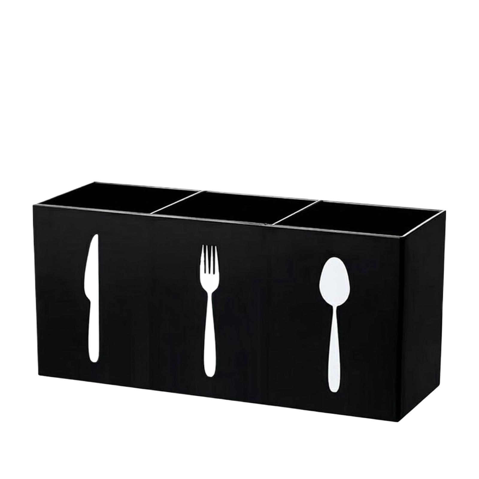 

Cutlery Organizer Box with Separate Compartments for Knife Fork Spoon Storage Kitchen Drawer Utensil Holder Container One Size чёрный