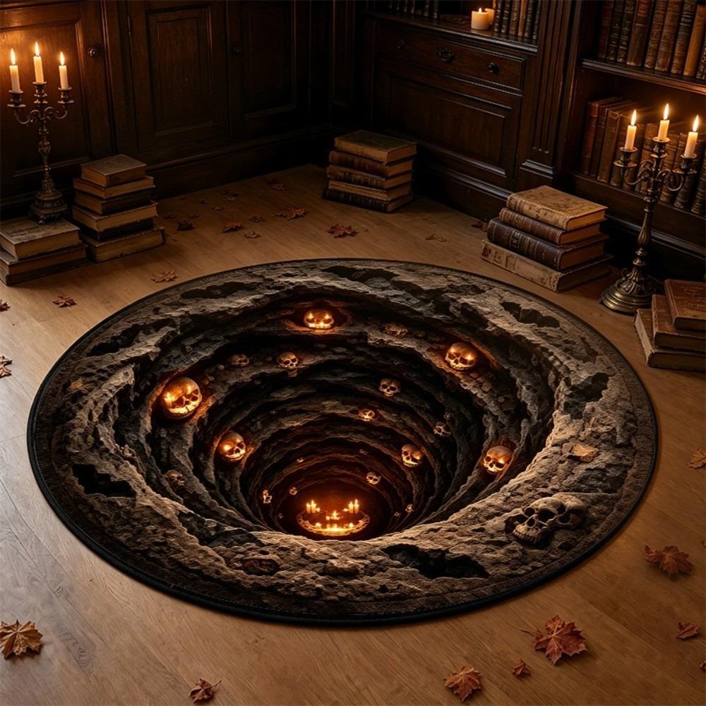 3D Special-shaped Round Carpet Crystal Velvet Optical Illusion Rug Floor Mat Living Room Decor