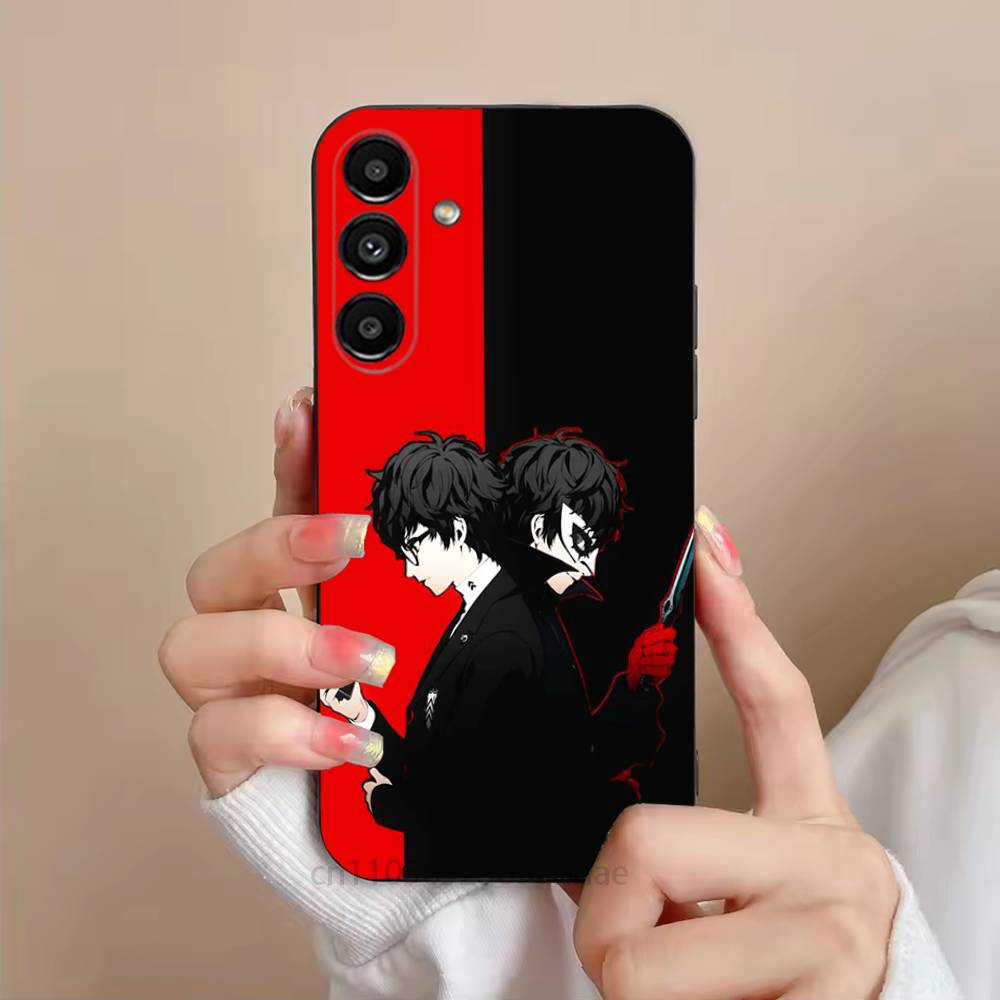 Spiel P-Persona 5 Handyhülle Für Samsung S25,24,23,22,21,S20,Ultra,Plus,FE Schwarze Weiche Hülle